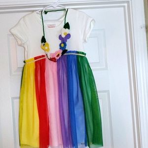 Hanna Anderson rainbow dress with necklace